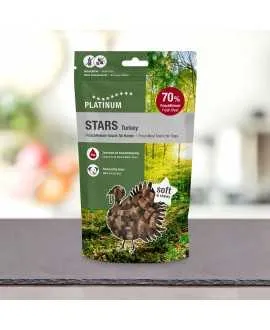 PLATINUM Stars Turkey godbidder 185 gram PLATINUM STARS Kalkun er&nbsp;saftige kødfulde godbidder til hunde – perfekte til træning og