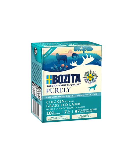 6 x Purely Paté Adult med lam - 370 gram BOZITA vådfoder Bozita Purely Paté er et fuldfoder, der er egnet til alle hunde, uanset
