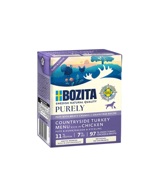 6 x Purely Paté Puppy & Junior med kalkun - 370 gram BOZITA vådfoder