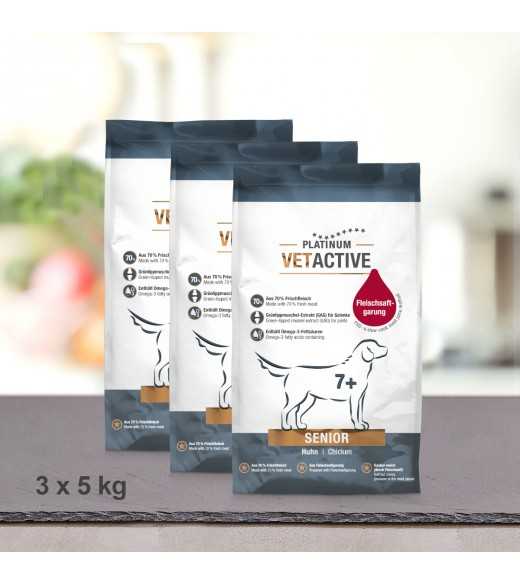 15 kg PLATINUM Vetactive Senior Hundefoder Jo ældre et dyr bliver, jo sværere er det for kroppen at opretholde fysiologiske proc