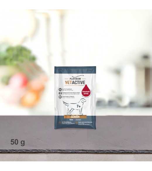 50 gram PLATINUM Vetactive Senior Hundefoder foderprøve Jo ældre et dyr bliver, jo sværere er det for kroppen at opretholde fysi