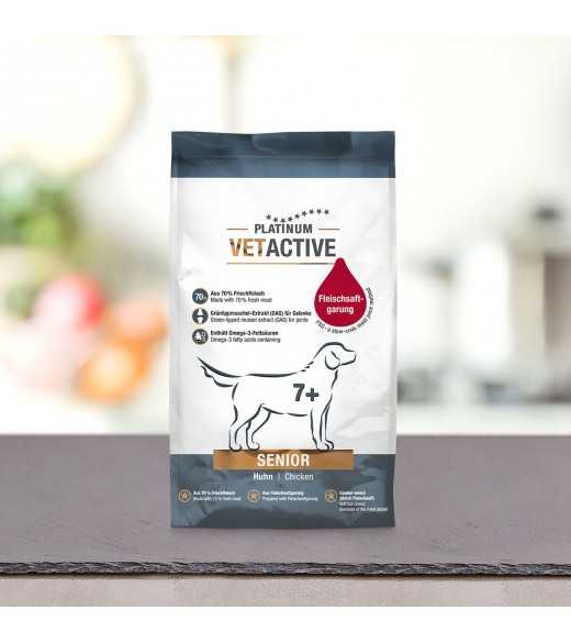 Label til 1,5 kg PLATINUM Vetactive Senior Hundefoder