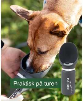 Foldbar PLATINUM Drikkeflaske med skål Den praktiske drikkedunk er den perfekte ledsager på vandreture og gåture med din hund, f