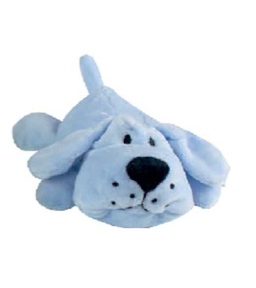 Lille Lyseblå Plys hund 15 cm Lille plys hund med pive lyd, god til hvalpe og mindre racer måler 15 cm 