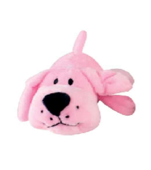 Lille Pink Plys hund 15 cm Lille plys hund med pive lyd, god til hvalpe og mindre racer måler 15 cm 