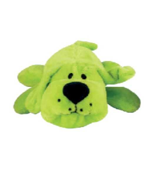 Lille grøn Plys hund 15 cm Lille plys hund med pive lyd, god til hvalpe og mindre racer måler 15 cm 
