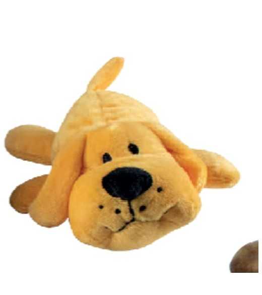 Lille Gul Plys hund 15 cm Lille plys hund med pive lyd, god til hvalpe og mindre racer måler 15 cm 