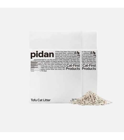 4 x Pidan Tofu kattegrus 2,4 kg Ren tofu-formel — soja, ærtefiber, kassava, majsstivelse, intet andet. Store, bløde granulater, 