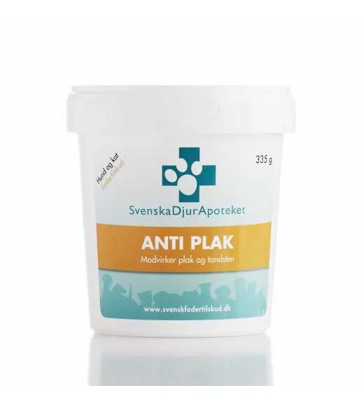 Anti Plak - 335 gram - Svensk Dyreapotek Svenska DjurApoteket Anti Plak er et tilskud til daglig vedligeholdelse af tænder og mu Anti Plak - 335 gram - Svensk Dyreapotek Svenska DjurApoteket Anti Plak er et tilskud til daglig vedligeholdelse af tænder og mu