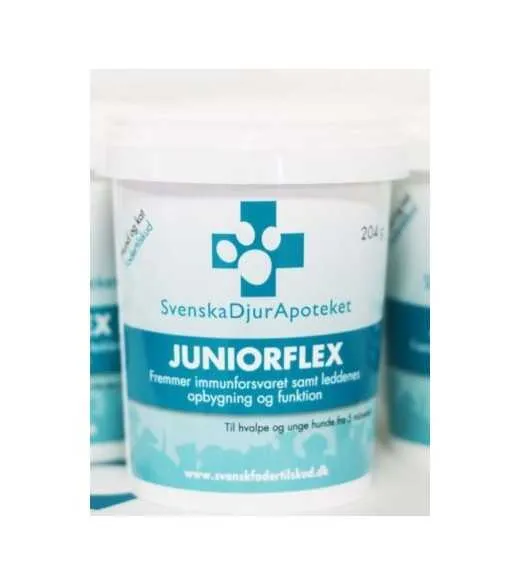 JuniorFlex 204 gram - Svensk Dyreapotek JuniorFlex Svenska DjurApoteket JuniorFlex er specielt udviklet til hvalpe og unge hunde JuniorFlex 204 gram - Svensk Dyreapotek JuniorFlex Svenska DjurApoteket JuniorFlex er specielt udviklet til hvalpe og unge hunde
