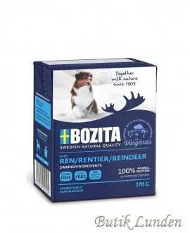 RENSDYR bidder i gele 370 gram - Bozita hundemad Kornfri vådfoder til hunde fremstille af rensdyr kød, som er både mørt og mager