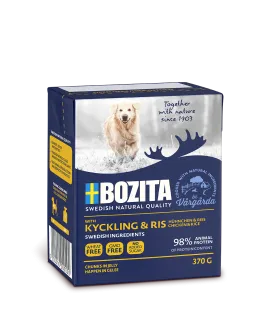 KYLLING OG RIS bidder i gele 370 gram - Bozita hundemad Vådfoder til hunde fremstillet af&nbsp;Kylling &amp; Ris til sensitive hunde,