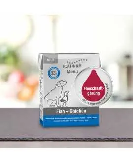 1/1 karton stor PLATINUM Menu Fisk og Kylling 12 x 375 gram