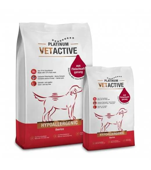 10 x 1,5 kg PLATINUM Vetactive Hypoallergenic Hundefoder Til ernæringsfølsomme hunde Flere og flere hunde lider i dag af foderin