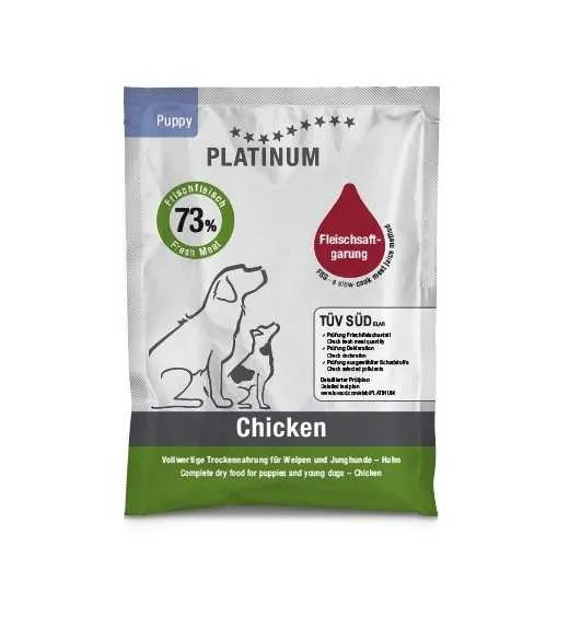 70 x 50 gram PLATINUM Puppy Kylling foderprøve PLATINUM Puppy Kylling Hvalpefoder er et sundt komplet koldpresset hvalpefoder, 