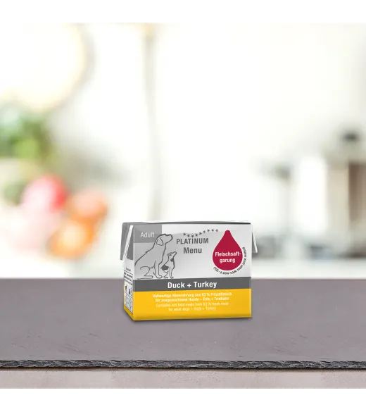 1/1 karton Lille PLATINUM Menu And og Kalkun 12 x 90 gram PLATINUM menu And og Kalkun indeholder kun ingredienser af høj kvalite 1/1 karton Lille PLATINUM Menu And og Kalkun 12 x 90 gram PLATINUM menu And og Kalkun indeholder kun ingredienser af høj kvalite