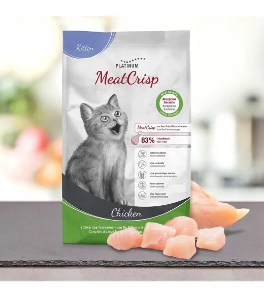 12 kg PLATINUM MeatCrisp Kitten Chicken killingemad Kattemad fra PLATINUM som din killing vil elske. For første gang har en Fres 12 kg PLATINUM MeatCrisp Kitten Chicken killingemad Kattemad fra PLATINUM som din killing vil elske. For første gang har en Fres