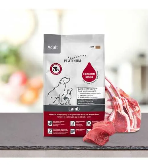10 x 1,5 kg PLATINUM Lam Voksen hundefoder