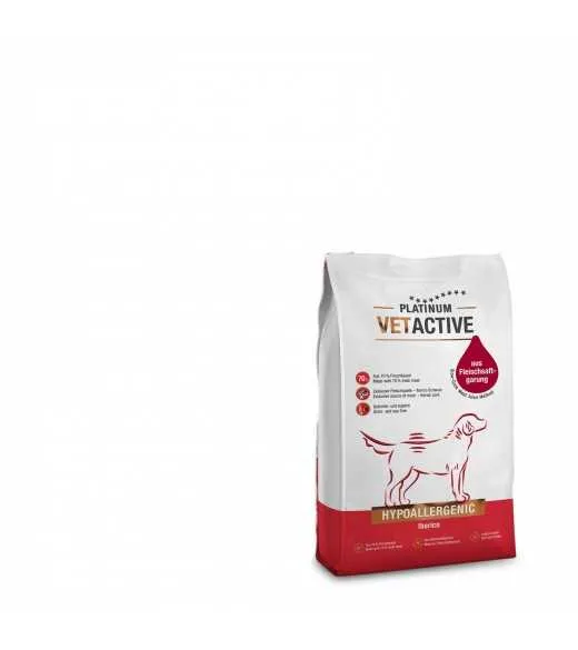 Label til 1,5 kg PLATINUM Vetactive Hypoallergenic Hundefoder label med dansk tekst til at sætte på enkelt poser