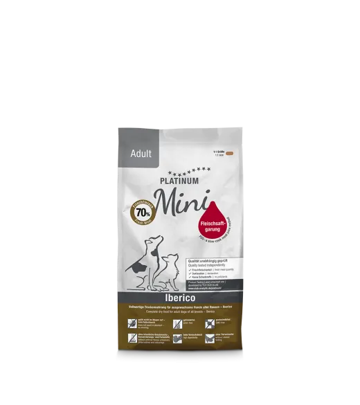 50 gram PLATINUM Mini Iberico voksen hundefoder foderprøve PLATINUM